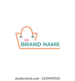 A stylish logo featuring a minimalistic shopping bag design with soft pastel tones. Ideal for fashion, retail, boutique, and e-commerce brands aiming for a modern, elegant, and feminine appeal.