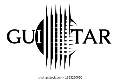 Stylish logo with guitar strings. Monochrome vector illustration.