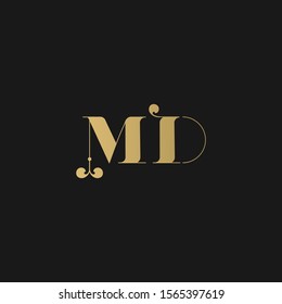 Stylish logo. “MD” initials - premium. Logo Design Luxury linear creative monogram - Vector.