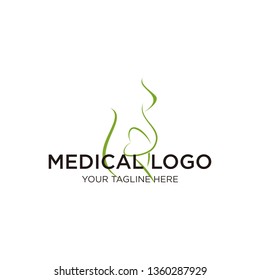 Stylish logo with pregnant woman green color leaves. Pregnancy symbol, vector template.