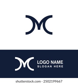 Elegante Plantilla de logotipo con letra M.