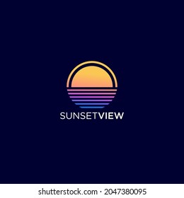Stylish Logo Template. Suitable for your Company Name or your Product Name. Sunset View Logo.