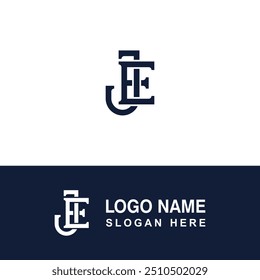 Stylish logo with text JE.