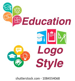 stylish logos of educational centers on white background
