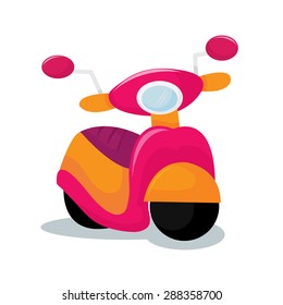 A stylish looking pink vespa cartoon vector illustration.