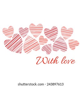 Stylish love card with hearts. Vector illustration 