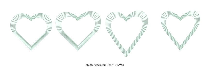 Stylish love heart, vector symbols, white background design, shape icons illustration Green