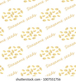 Stylish low poly seamless pattern with seasame seeds. Perfect texture for kitchen decor. Vegan and vegetarian concept. Vector illustration eps10