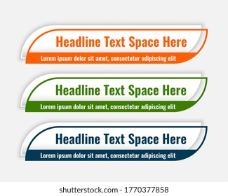 stylish lower third modern banners set design