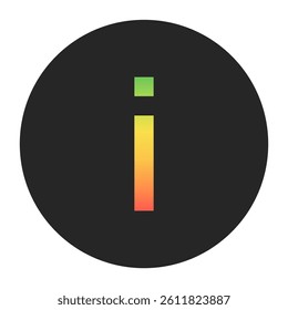 Stylish i Lowercase letter in gradient hues of green to red inside a solid black circle. Great for modern branding, tech logos, and digital art themes.