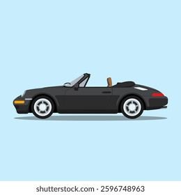 A stylish and luxurious convertible car, isolated on a plain background, featuring a sleek design, open-top roof, and built for a thrilling driving experience.