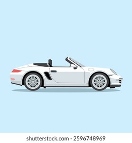 A stylish and luxurious convertible car, isolated on a plain background, featuring a sleek design, open-top roof, and built for a thrilling driving experience.