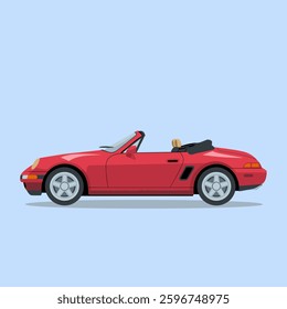 A stylish and luxurious convertible car, isolated on a plain background, featuring a sleek design, open-top roof, and built for a thrilling driving experience.