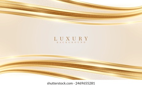 Fondo de lujo elegante con ondas de oro, ideal para invitaciones elegantes, celebraciones y promociones de eventos de alta gama. Ilustración vectorial.