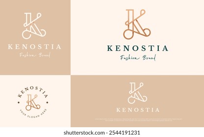 Elegante Luxo Elegante Letra inicial K Logo Vetor. Letra inicial K Monograma Inspiração de logotipo elegante. Caractere de logotipo Premium Golden Letter K. Ilustração de logotipo de vetor de alfabeto