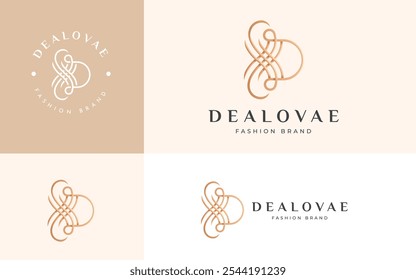 Elegante Vector de logotipo de letra D inicial de lujo con estilo. Letra inicial D Monograma Elegante Logo Inspiración. Carácter del logotipo de la letra D dorada de Premium. Ilustración del logotipo del Vector del alfabeto