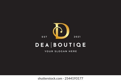 Eleganter, stylischer, eleganter Anfangsbuchstabe-D-Logo-Vektor. Anfänglicher Buchstabe D Monogramm Elegante Logo Inspiration. Goldener Premium-Buchstabe-D-Logo-Charakter. Alphabet-Vektorgrafik mit Logo