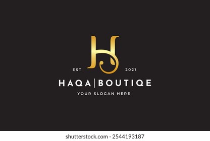 Elegante Luxo Elegante Letra Inicial H Logo Vetor. Letra inicial H Monograma Inspiração de logotipo elegante. Carta Dourada Premium H Logo Character. Ilustração de logotipo de vetor de alfabeto