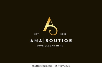 Stylish Luxury Elegant Initial Letter A Logo Vector. Initial Letter A Monogram Elegant Logo Inspiration. Premium Golden Letter A Logo Character. Alphabet Vector Logo Illustration