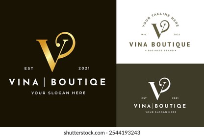 Stylish Luxury Elegant Initial Letter V Logo Vector. Initial Letter V Monogram Elegant Logo Inspiration. Premium Golden Letter V Logo Character. Alphabet Vector Logo Illustration