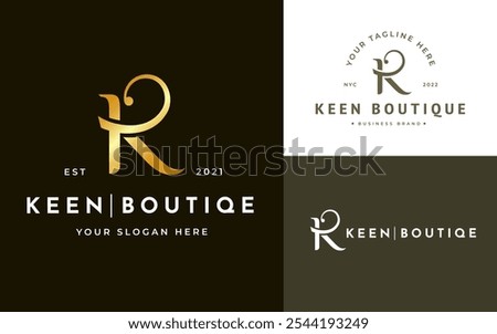 Stylish Luxury Elegant Initial Letter K Logo Vector. Initial Letter K Monogram Elegant Logo Inspiration. Premium Golden Letter K Logo Character. Alphabet Vector Logo Illustration