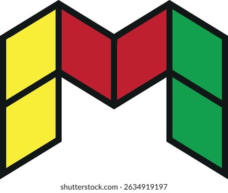 Stylish M Logo with Three Distinct Colors