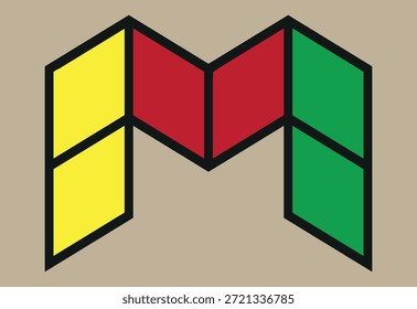 Stylish M Logo with Three Distinct Colors