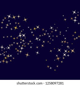 Stylish magic stars gold falling sparkle texture vector background. Glitter confetti, shining sparkles pattern design on dark. Glowing golden stars vector gold tinsel lights background.