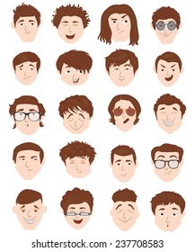 Stylish male people characters collection of various individuals portrait.