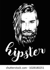 Stylish man with a beard. Vector illustration for a card or poster. Barbershop. Hipster.