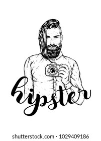 Stylish man with a beard. Vector illustration for a card or poster. Barbershop. Hipster.
