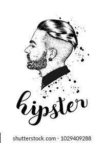 Stylish man with a beard. Vector illustration for a card or poster. Barbershop. Hipster.
