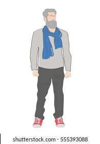 stylish man with a beard. vector illustration.
