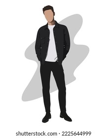 Stylish man. Cartoon male characters. Men in fashion clothes. Flat style vector illustration.