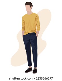 Stylish man. Cartoon male characters. Men in fashion clothes. Flat style vector illustration.