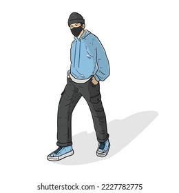 Hombre elegante con zapatos fríos frente a la izquierda aislado en el fondo blanco vector ilustraciones modernas