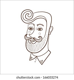 Stylish man face hand drawn vector illustration