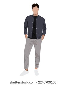 Stylish man in fashionable clothes on a white background. Vector illustration in flat style