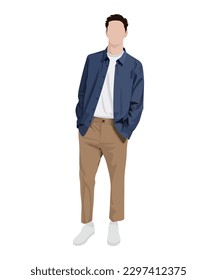 Stylish man in fashionable clothes on a white background. Vector illustration in flat style