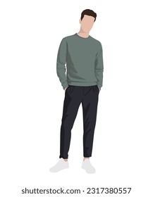 Stylish man in fashionable clothes on a white background. Vector illustration in flat style