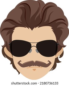 A stylish man head on white background illustration