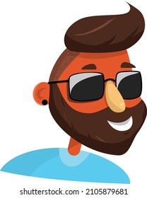 Stylish man hipster vector illustration in cartoon style isolated.Man with black glasses