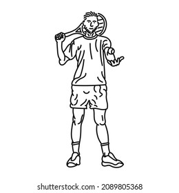 stylish man line art playing tennis