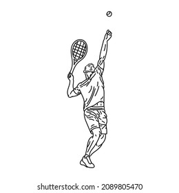 stylish man line art playing tennis