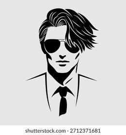 Retrato de hombre con estilo con gafas de sol. Ilustración vectorial	