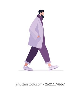 Stylish man walking in a casual outfit on a sunny day in an urban setting