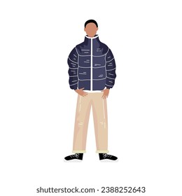 Stylish man in winter clothes on white background