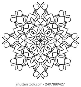 Diseño elegante del mandala con líneas limpias para el libro de colorear, diseño del mandala para el libro de colorear de los adultos, arte del mandala
