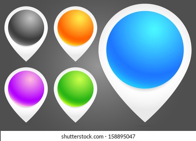 Stylish map markers. - Vector push pins, thumbtacks, needles