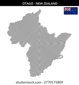 Stylish map of Otago highlighting its unique geography